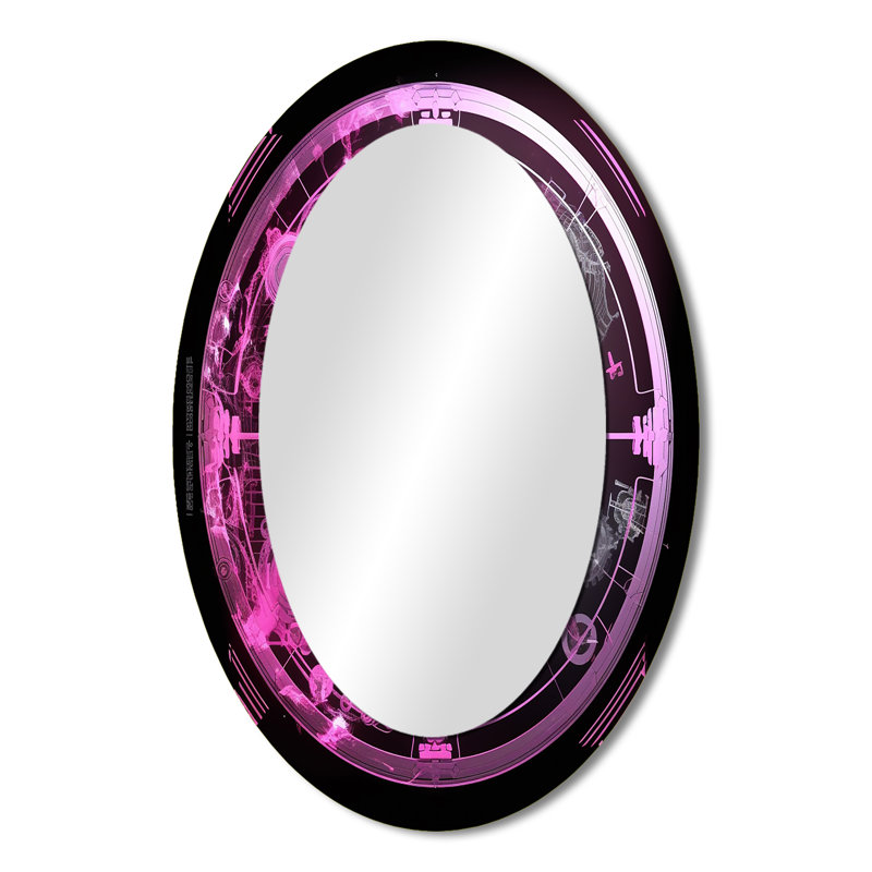 Third Eye Chakra Mystical Circle VI - Large Oval Wall Mirror On Metal, 36" x 24"