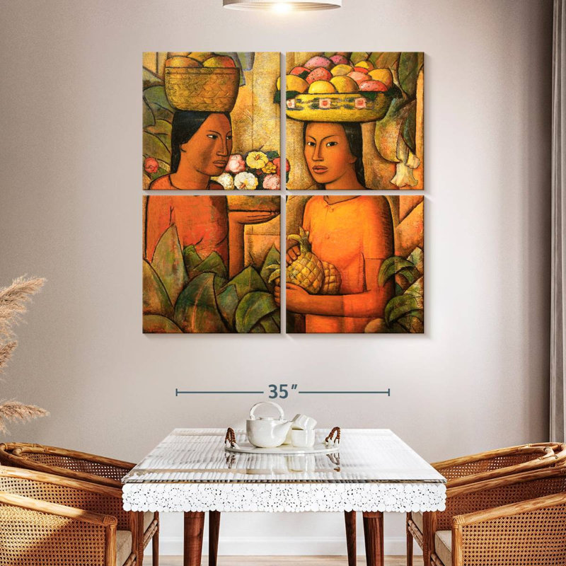 Mujeres Con Frutas, H 45 po x l 45 po
