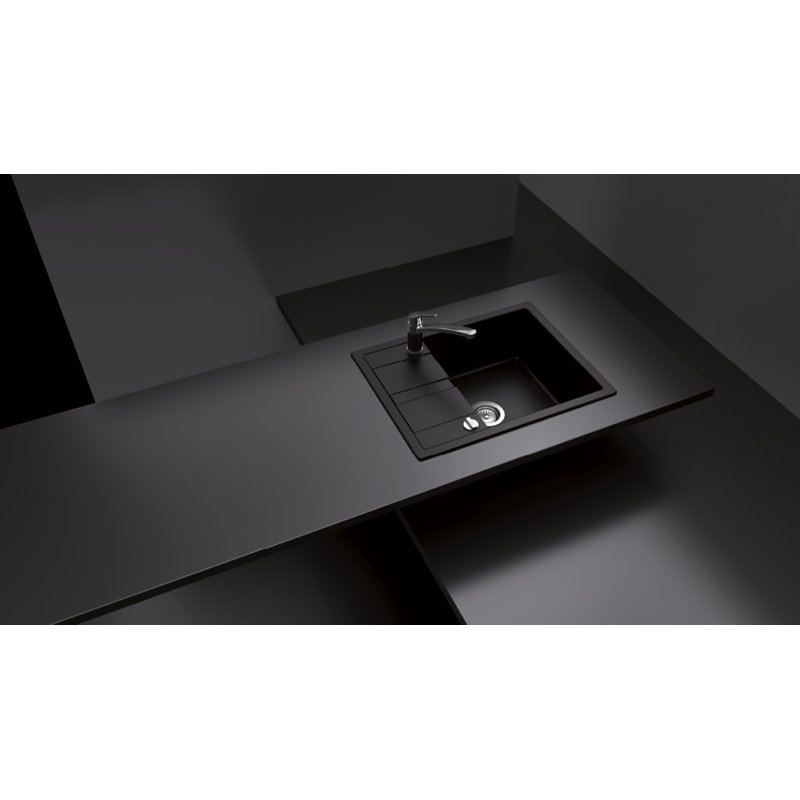 Manhattan Single Bowl Inset Kitchen Sink, Nero