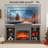 64.7" Modern Farmhouse Tv Stand With Electric Fireplace ,Open Shelving Design For Living Room Or Bedroom-1248523017