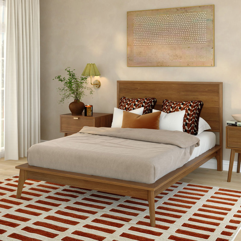 Alice Linea Tambour Fluted Panel Platform Bed, Full