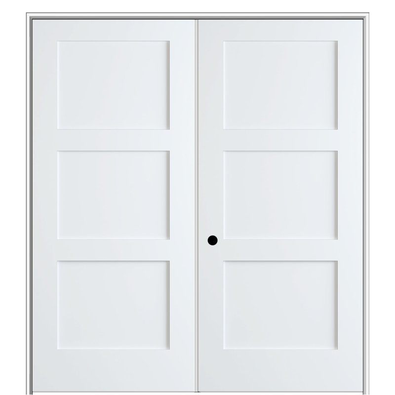 Porte double à 3 panneaux avec apprêt intérieur apprêté, S'ouvre à droite vers l'intérieur, 60 po x 82 po