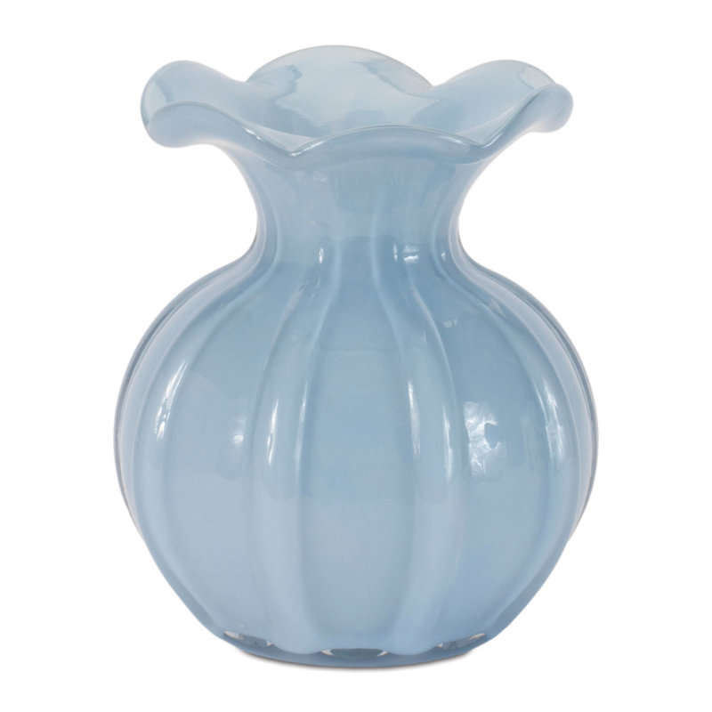 Vase côtelé à volants (ensemble de 2), H 5,5 po, Bleu