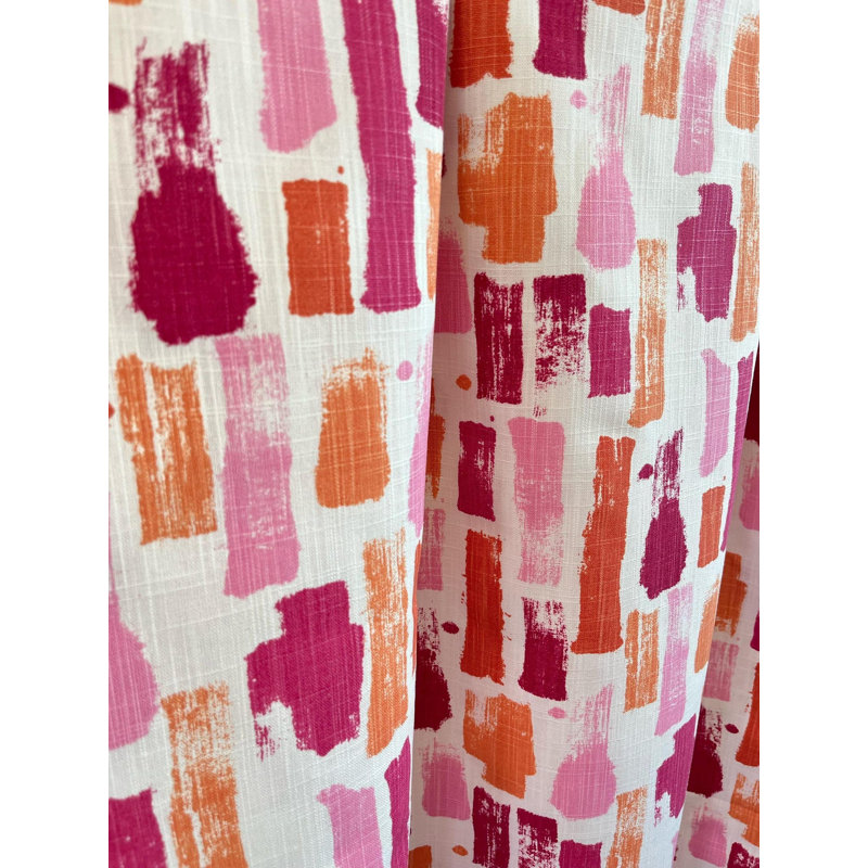 Rideaux géométriques abstraits roses et orange, l 50 po x L 60 po