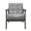  Chaise d'appoint moderne Mid-Century Lyba - siège d'appoint à ressorts ensachés en similicuir 29 po, capitonnage élégant-1209314063