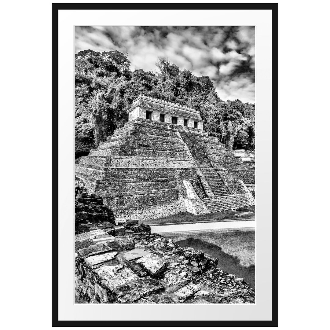 Gerahmtes Poster Maya Pyramiden aus Palenque