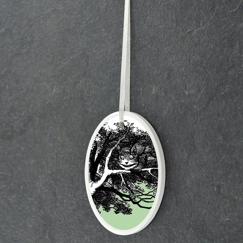 Cheshire Cat in Tree Alice In Wonderland Circle Shaped Ceramic Ornament Bauble