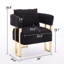 Chair With Gold Metal Legs - Black Fleece Upholstered For Living Room, Dressing Area, Office, Reception Room 2Pcs Modern Side Legs, Suitable Office