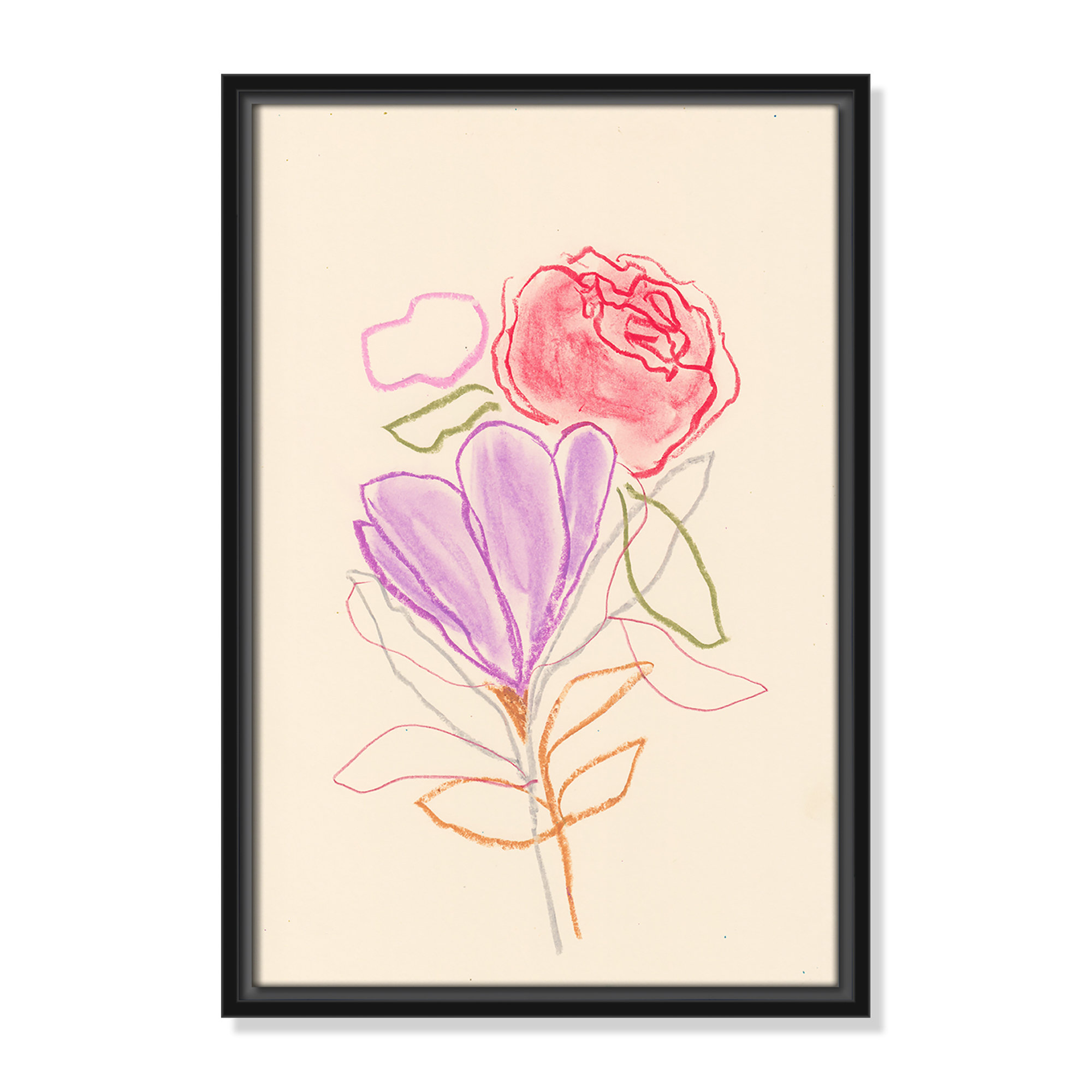 Simple Floral III Print by Bea Dina, Black Floater Framed Canvas, No Mat, 19.5" H x 13.5" W x 2" D