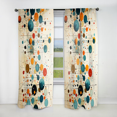 Rideau obscurcissant vert moyen beige Mid Century Abstract Retro IV - Mid-Century