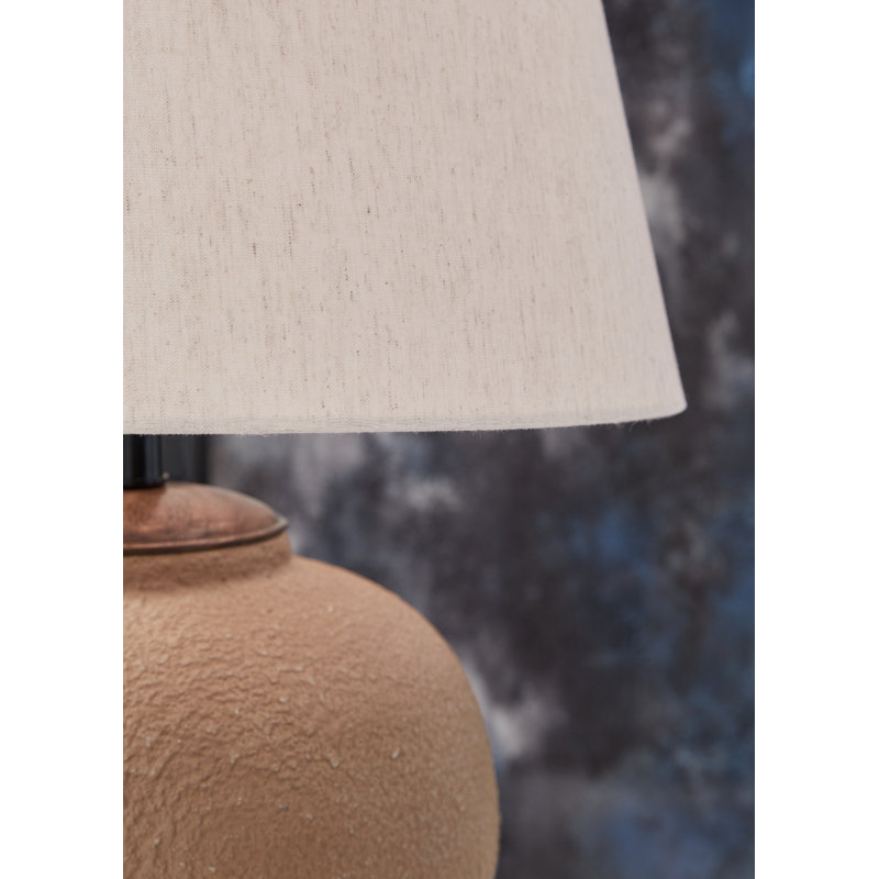Rust Textured Metal Table Lamp with Fabric Shade