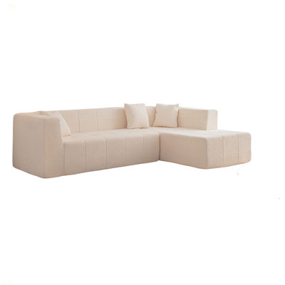 Modular L-Shaped Sectional Floor Couch, Deep Seat Tufted Comfy Sofa Set With Chaise For Living Room