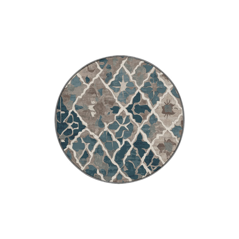 Tapis gris soyeux et moelleux, Rond 6 pi
