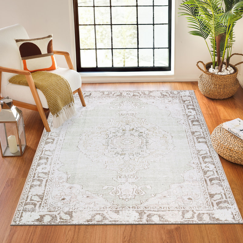 Clarabnelah Our PNW Home x Surya Machine Washable Oriental Boho Cream Light Brown Area Rug