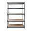 Étagère de rangement en acier thermolaqué noir mat à 5 niveaux avec tablettes HDF Ar Shelving-1390618743