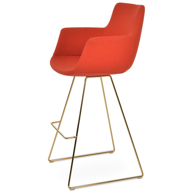 Tabouret Bottega, Tabouret de bar (siège d'une hauteur de 29 po), Gris foncé, Or