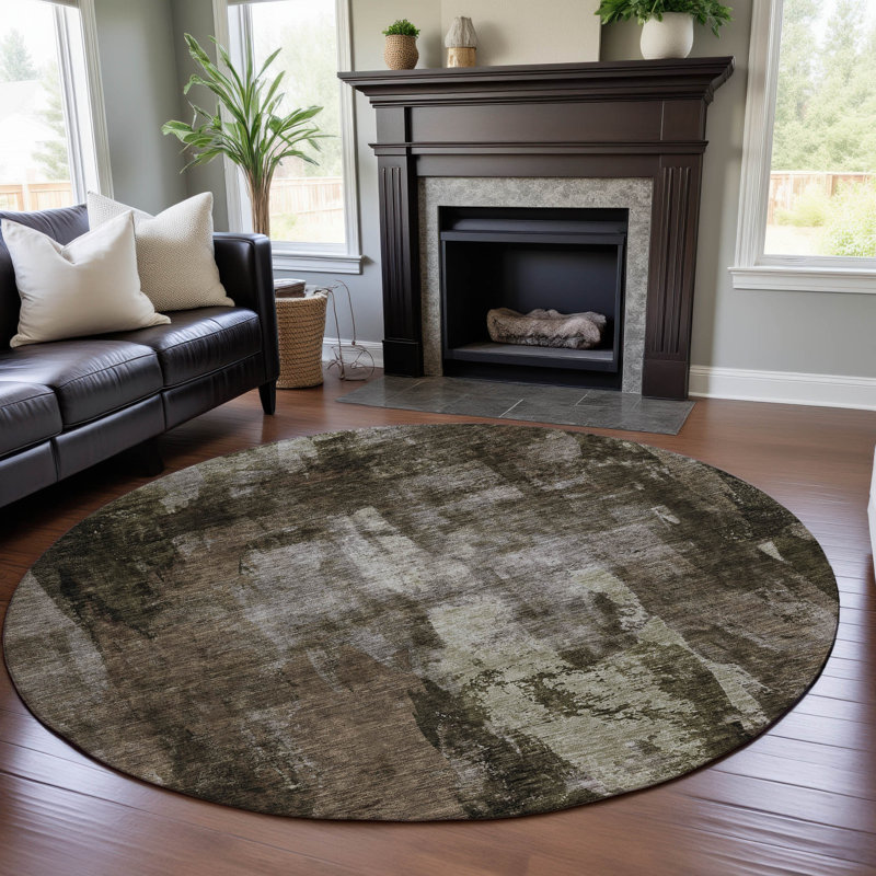 Premium Machine Washable Dahl AMF1077 Modern Rug, Round 8'