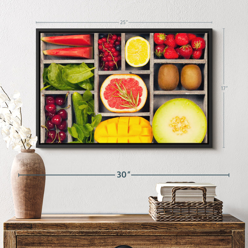 Légumes et fruits, impression sur toile Bento, H 17 po x l 25 po