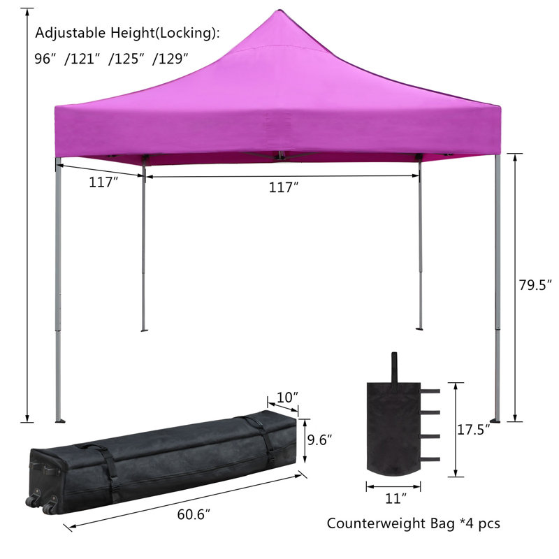 10 pi. X P 10 D Auvent escamotable en acier, Mauve
