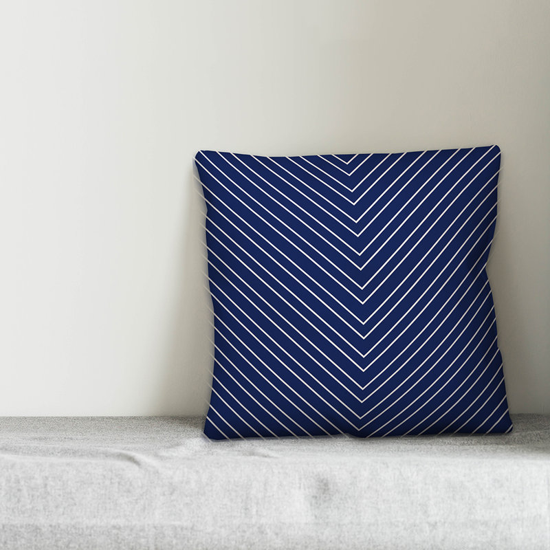  Housse de coussin Chevron, 16 po x 1 po, Bleu, Polyester / bourre en polyester