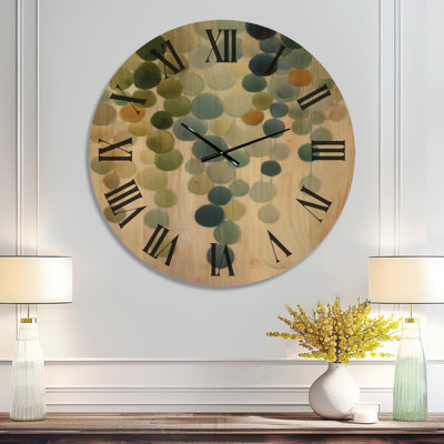 Très grande horloge murale géométrique - Collage de pierre méditation aquarelle minimaliste, imprimé sur bois
