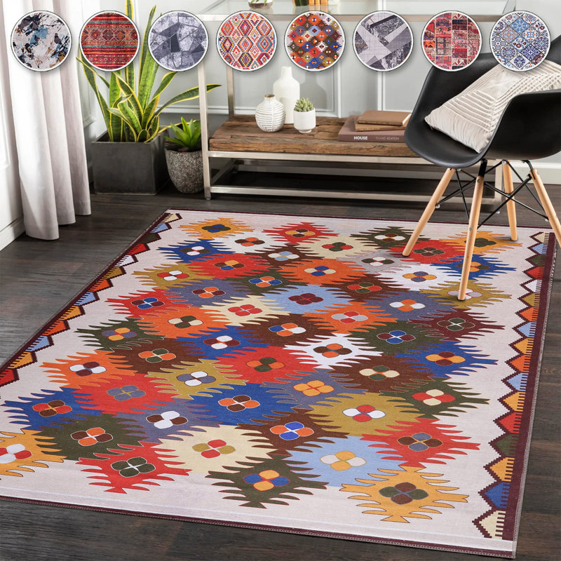 Traditional Area Rug Modern Non Slip Mat Large Entryway Rugs Washable Carpet Pad for Bedroom - 303, Rectangle 80 x 150 cm