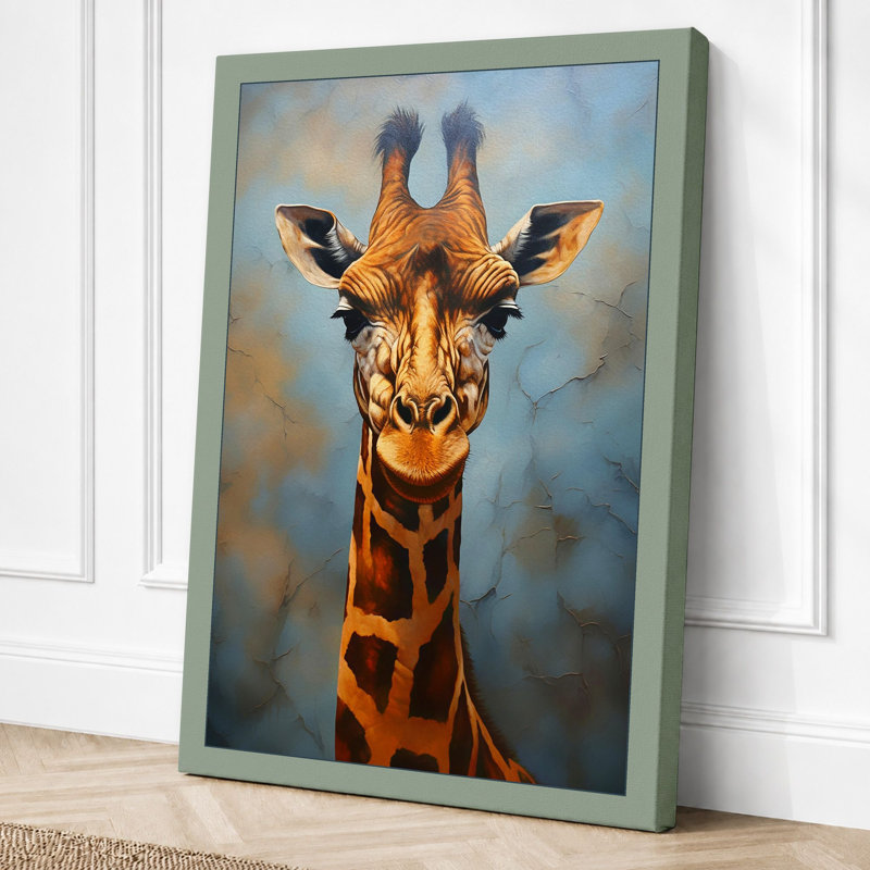 Gentle Giraffe Modern 1 Piece Wrapped Canvas Wall Art, 30x20 - 76.2 x 50.8 cm, Sage Border