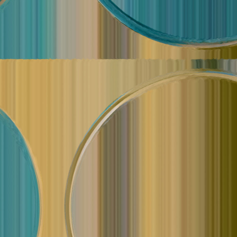 « cercles et carrés 48 », impression, H 21,5 po x l 21,5 po x P 2 po, Cadre flottant champagne