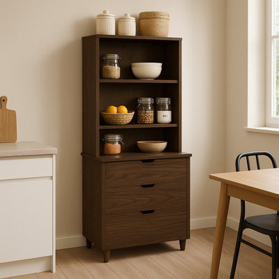 Kevia Freestanding Sideboard Hutch Storage Cabinet With Open Shelves by Loon Peak