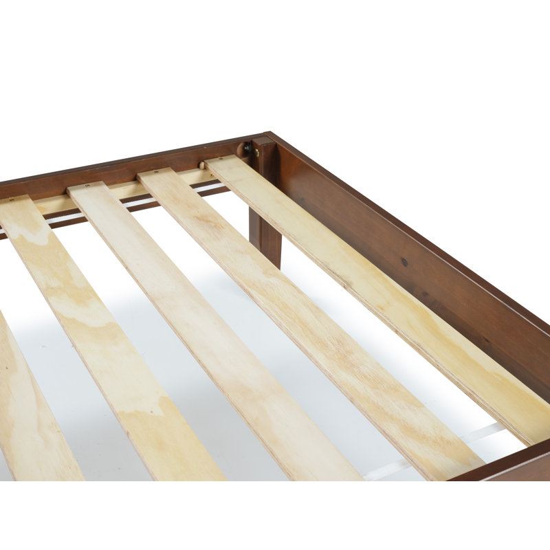 Lit plateforme en bois massif avec 13 lattes de soutien Marialana, Brun, Lit simple