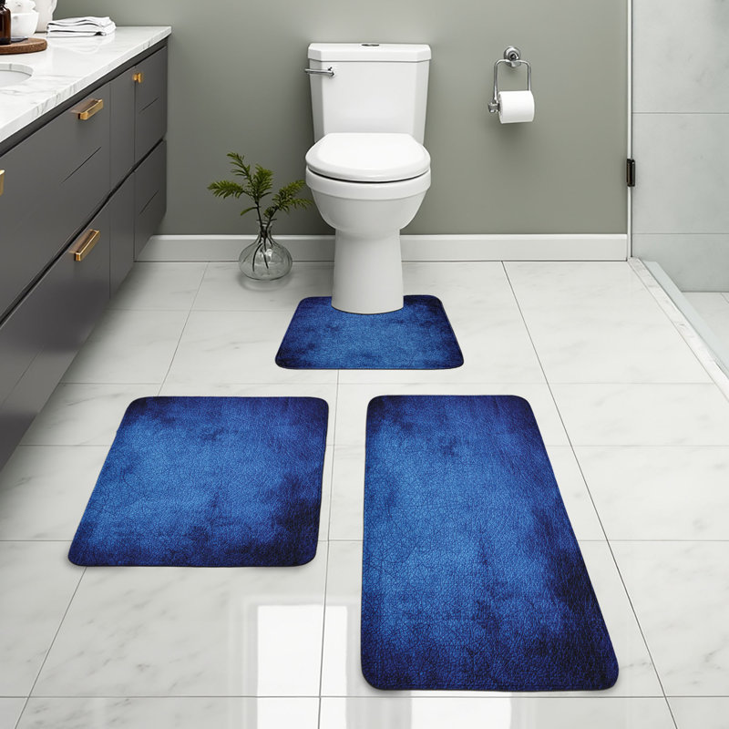  Tapis bleu marine foncé 3 pièces