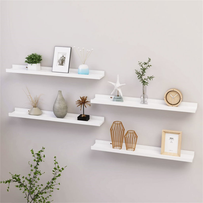 Burnettsville 4 Piece Picture Ledge Wall Shelf, 3cm H x 60cm W x 9cm D, White