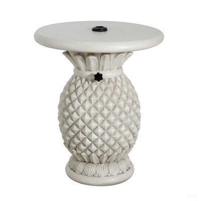 Base de parasol de table d'appoint en oxyde de magnésium blanc antique en forme d'ananas Lillian