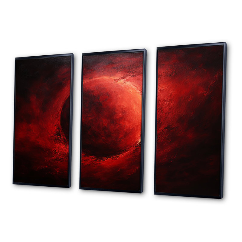 Ensemble de salon Garnet Moon Glow Magic - Moon Wall Art, Cadre flottant noir, H 40 po x l 60 po x P 1 po
