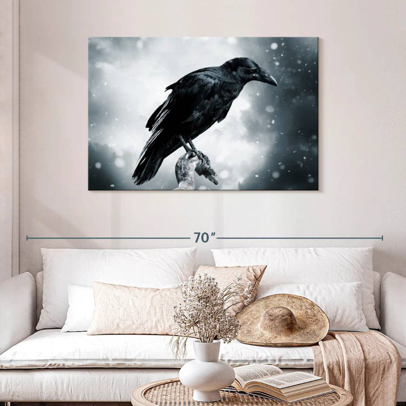 Brampt Black Raven Bird, 30" H x 45" W