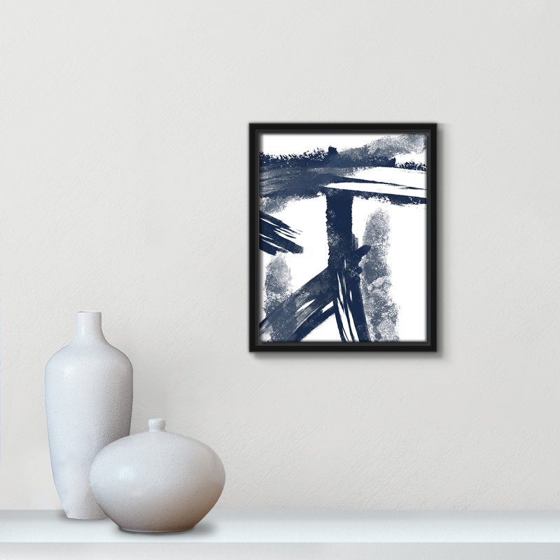 Bleu marine frappant les coutures 1 - reproduction d'art, Toile avec cadre noir, H 11,5 po x l 9,5 po x P 2 po