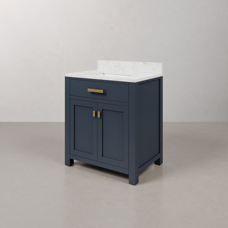 Minnetrista Single Bathroom Vanity with Marble Top, Monarch Blue