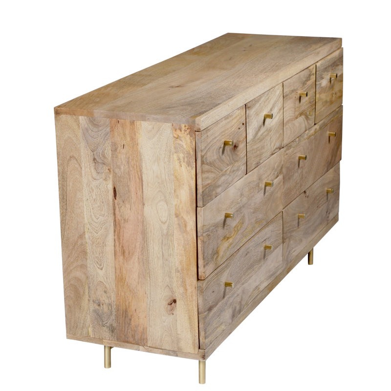 Miser Solid Wood 117cm W 8 - Drawer Chest of Drawers, Walnut