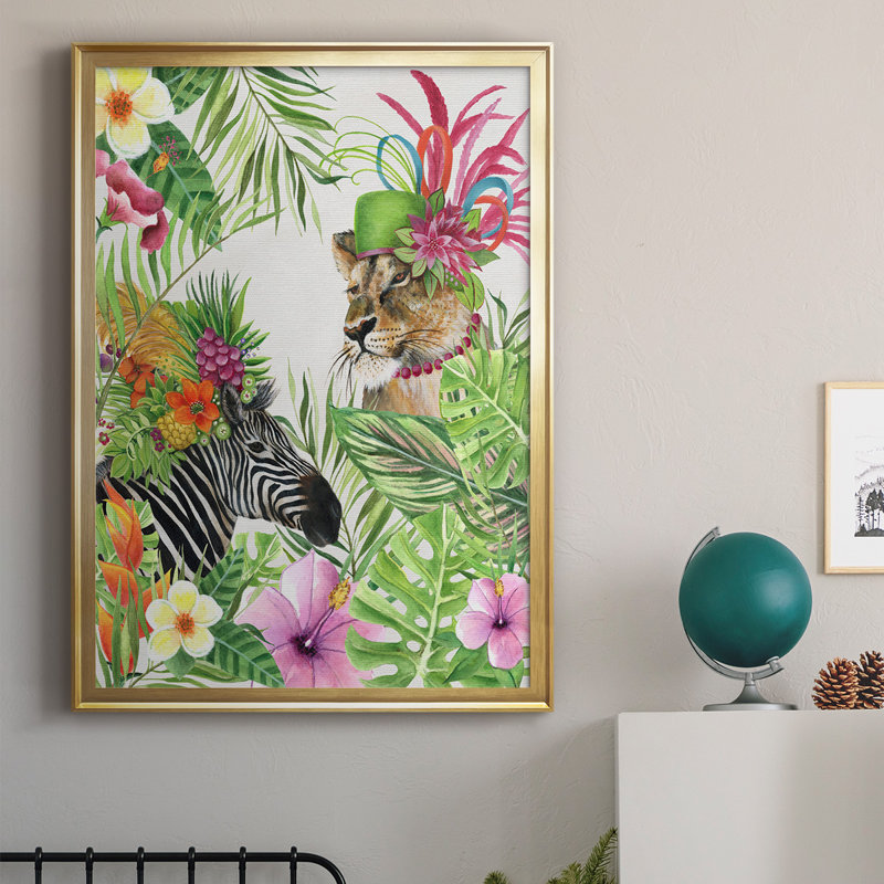 Jungle Royale II, reproduction encadrée de qualité supérieure - prête à être accrochée, H 42,5 po x l 30,5 po x P 1 po