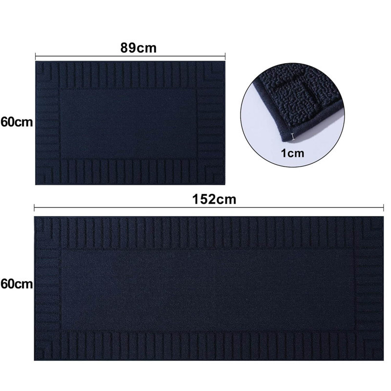 Kitchen Rugs,Set Of 2 60X89cm+60X152cm, Navy