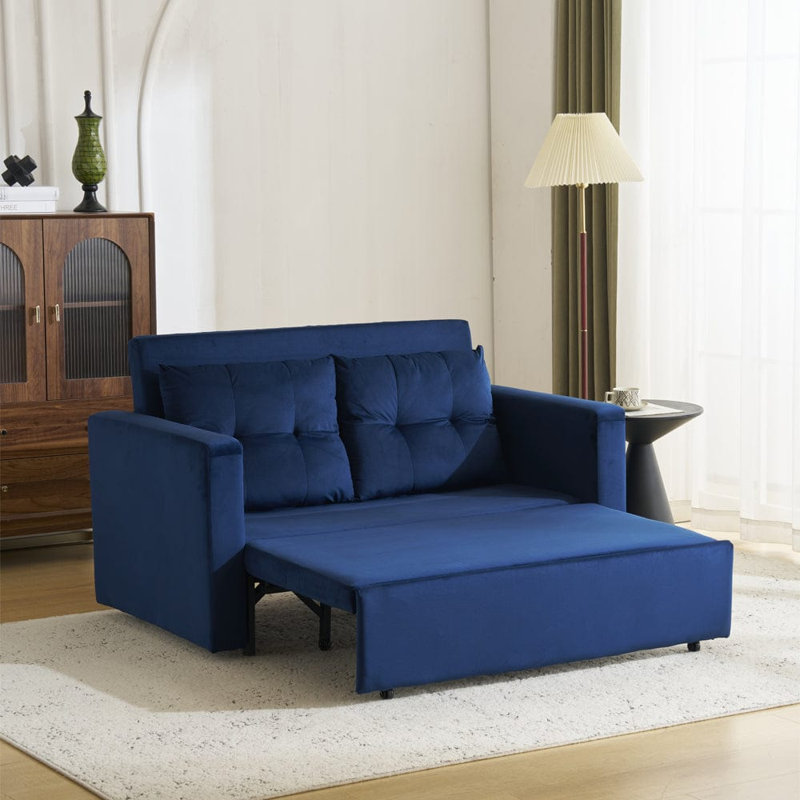 Ainur 2 Seater Sofa Bed, Blue Velvet
