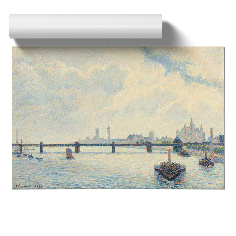 Charing Cross Bridge, London by Camille Pissarro - No Frame Painting, 21cm H x 30cm W x 0.1cm D
