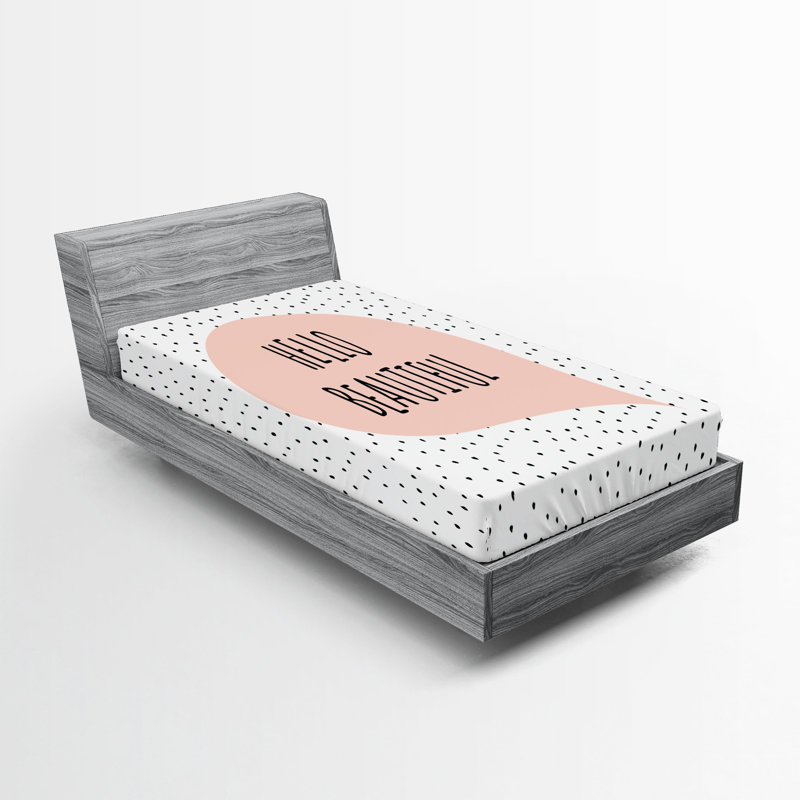 Drap-housse Ambesonne, paquet de 2, Drap-housse simple TG, Rosé / pois noirs