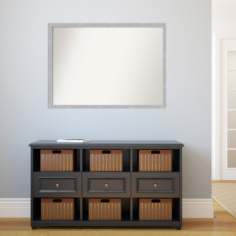 Grace Narrow Non-Beveled Wall Mirror, H 29 po x l 40 po, Nickel brossé