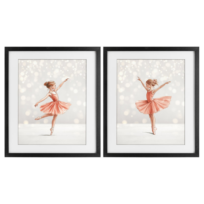 «Dancers In The Light», ensemble de 2 impressions encadrées sous verre, design par Christine Simpson Art, H 21 po x l 17 po