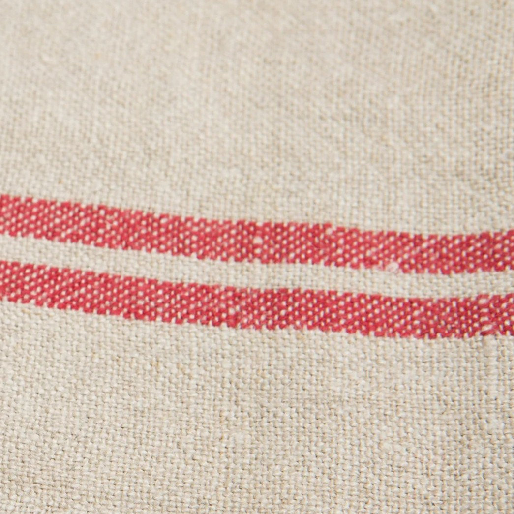 Brookline Stripe Tea Towel Kitchen Towel, Natural/Red