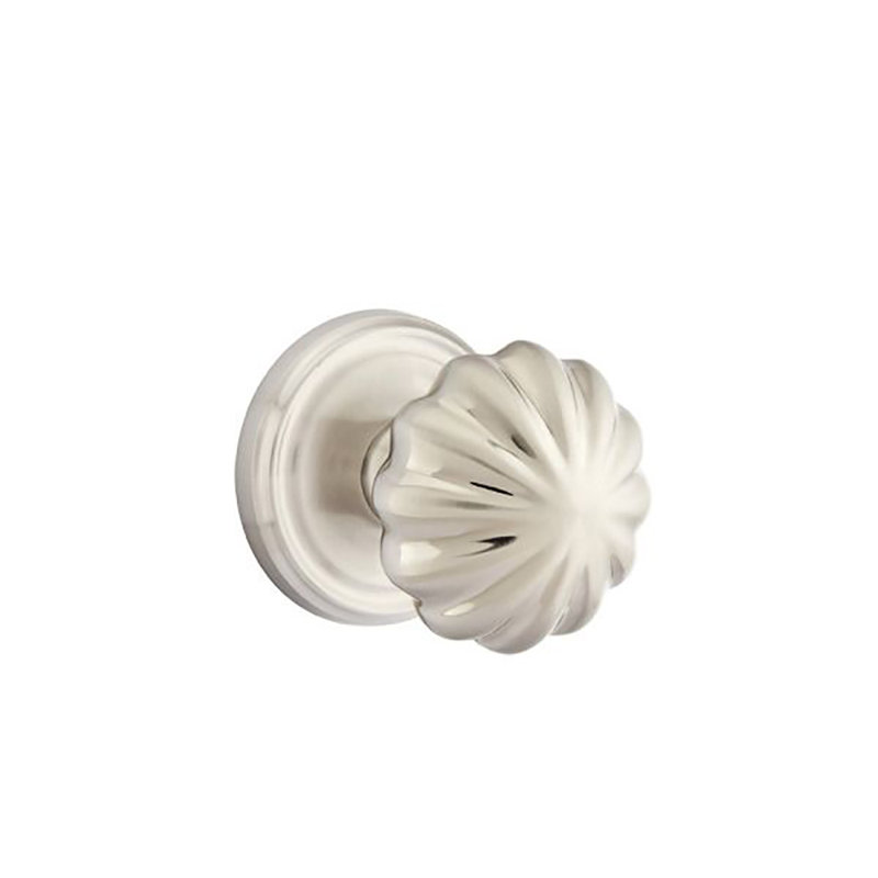 Passage Melon Knob with Regular Rose, Satin Nickel