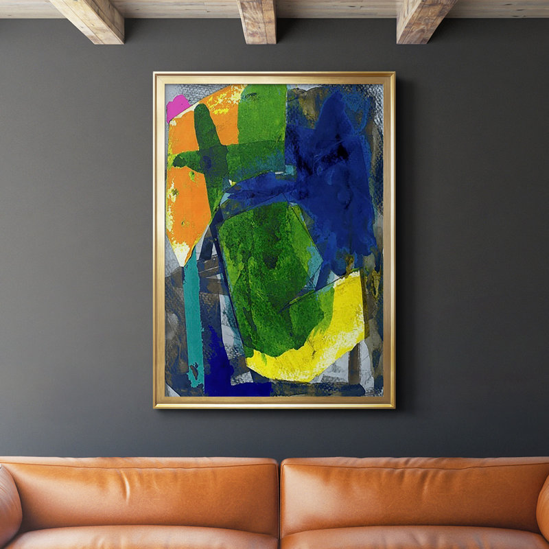 «Brights Strokes I», reproduction encadrée de qualité supérieure, prête à être accrochée, Or, H 42,5 po x l 30,5 po x P 1 po