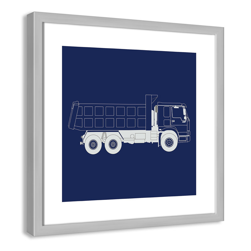 Art encadré Wild Camions, H 16 po x l 16 po x P 1,18 po, Encadré de boîte argent