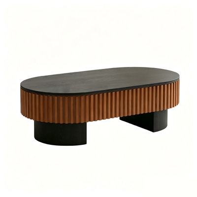 Oval Top Solid Wood Coffee Table With Removable Tabletop and Hidden Storage, Perfect For the Living Room, Study or Office